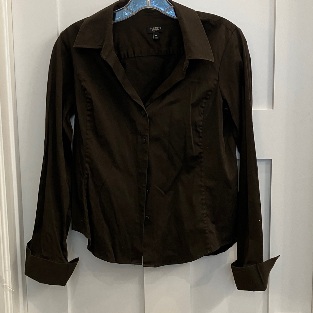 Talbots Chocolate Button Down Top